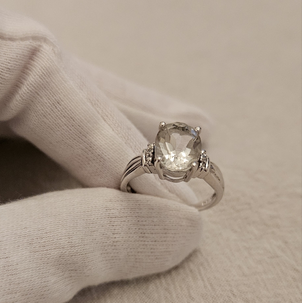 Green Amethyst Solitaire Ring Set In 925 Sterling Silver Size 7